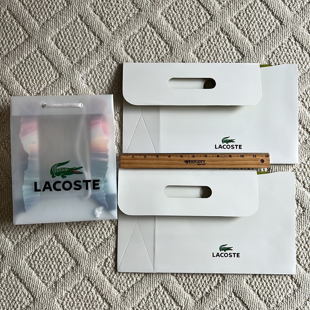 Lacoste shopping bag and gift bags.